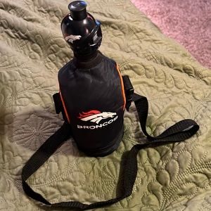 Denver Broncos water bottle holder.